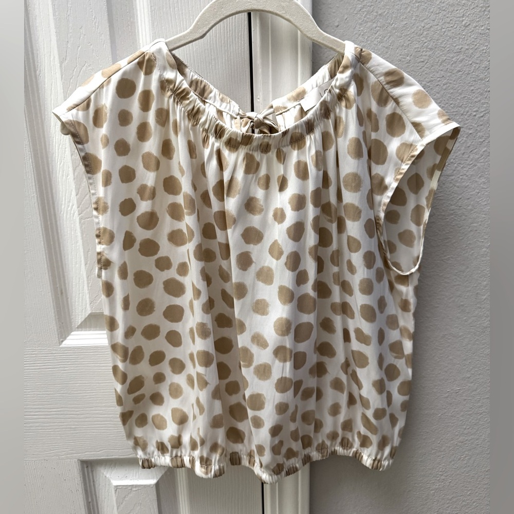 NWT LOFT POLKA DOT SATIN BOW TOP XS